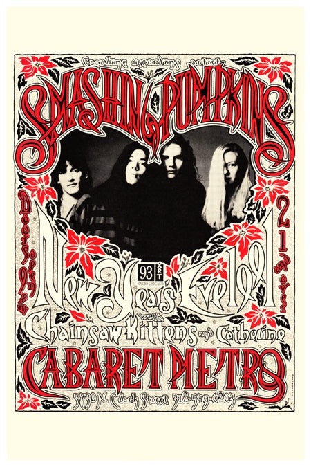 Smashing Pumpkins New Years Eve 93 Cabaret Metro Concert 12x8in Metal Sign