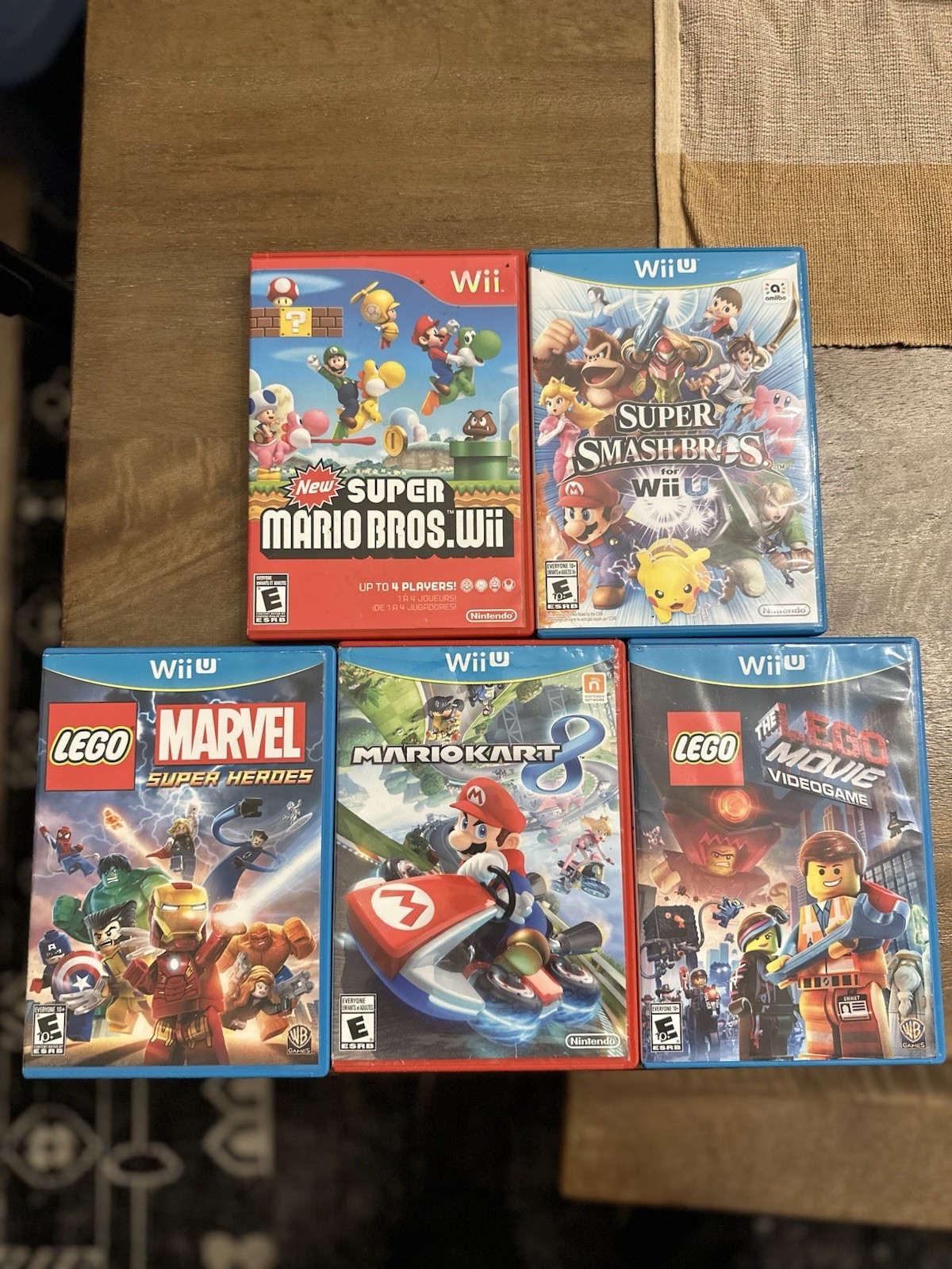 Nintendo Wii & Wii U Game Lot Mario Kart 8 Super Smash Bros LEGO Marvel
