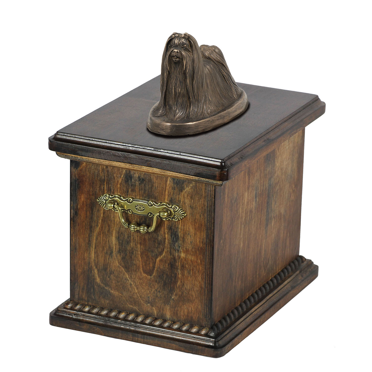 Maltese Holzurne With A Statue Art-Dog