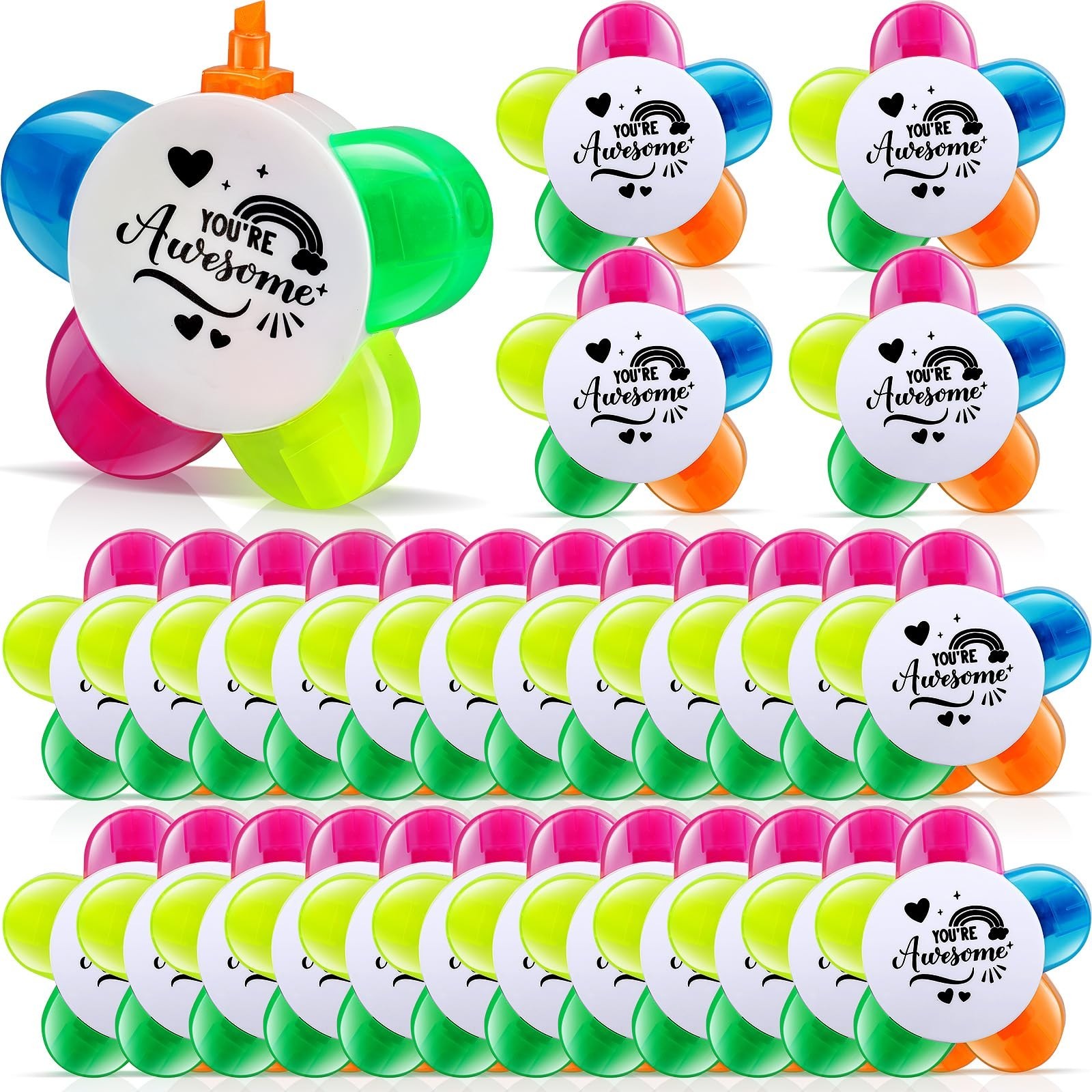 30 Pcs School Students Gift Inspirational Petals Highlighters, Motivational H...