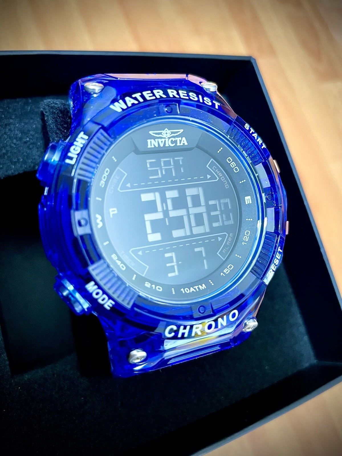 Invicta Racing Burnout Digital Men’s Watch 52mm Transparent Blue 49048 - New!