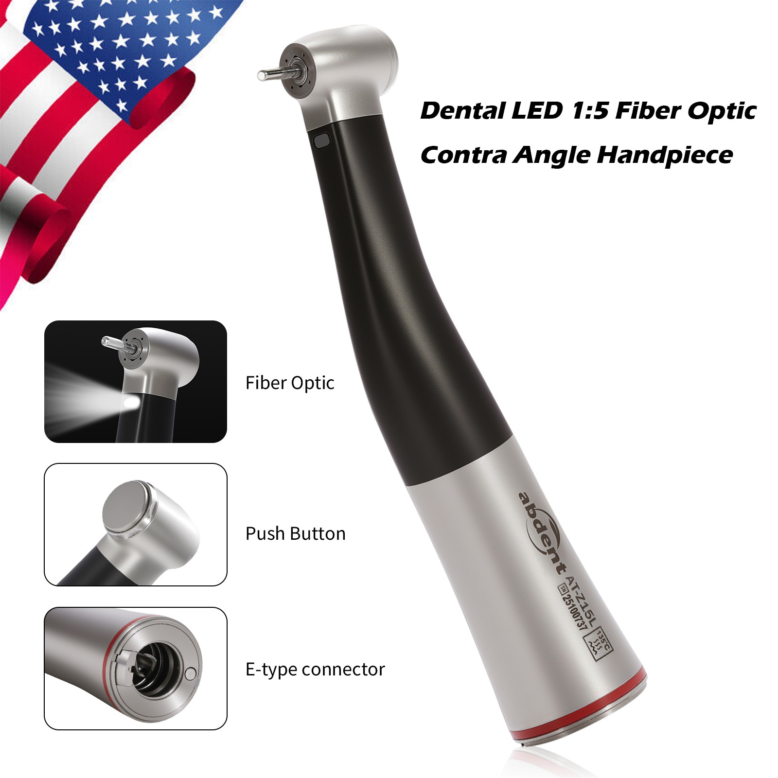 Abdent Dental 1:5 Fiber Optic Electric Handpiece Contra Angle Ceramic Bearing