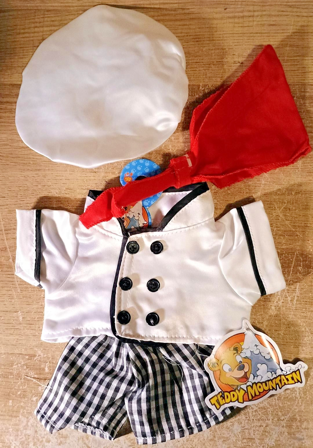Build A Bear Teddy Mountain 8" Chef Outfit Clothes With Hat & Scarf NWT