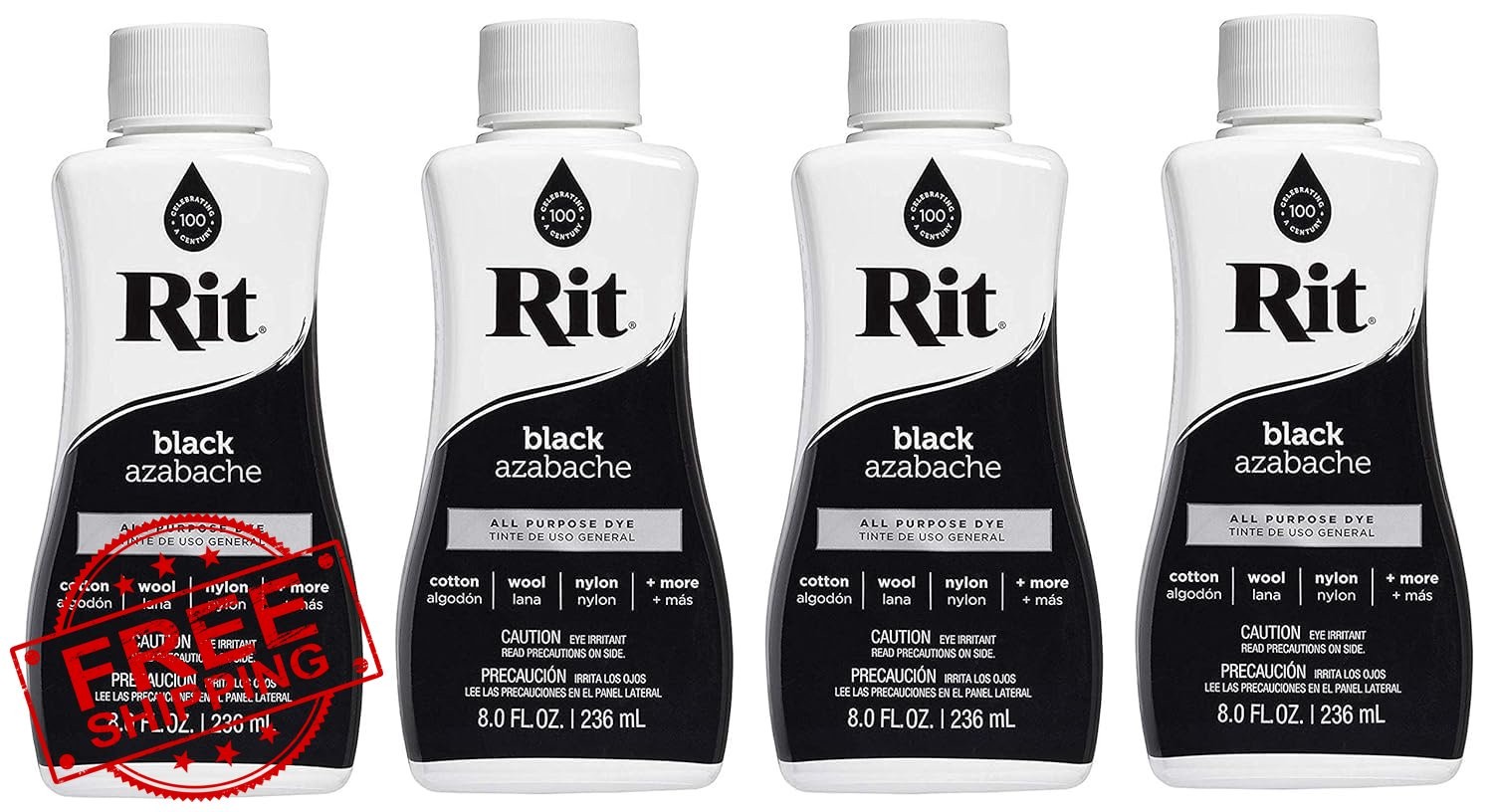 Rit Black All-Purpose Liquid Dye 8oz 4 Pack Fabric Craft