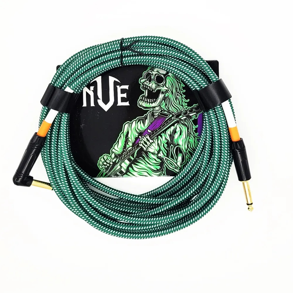 NVE Guitars Instrument Cable gold plated Plugs 20ft - 6m Straight to Angle - GRE