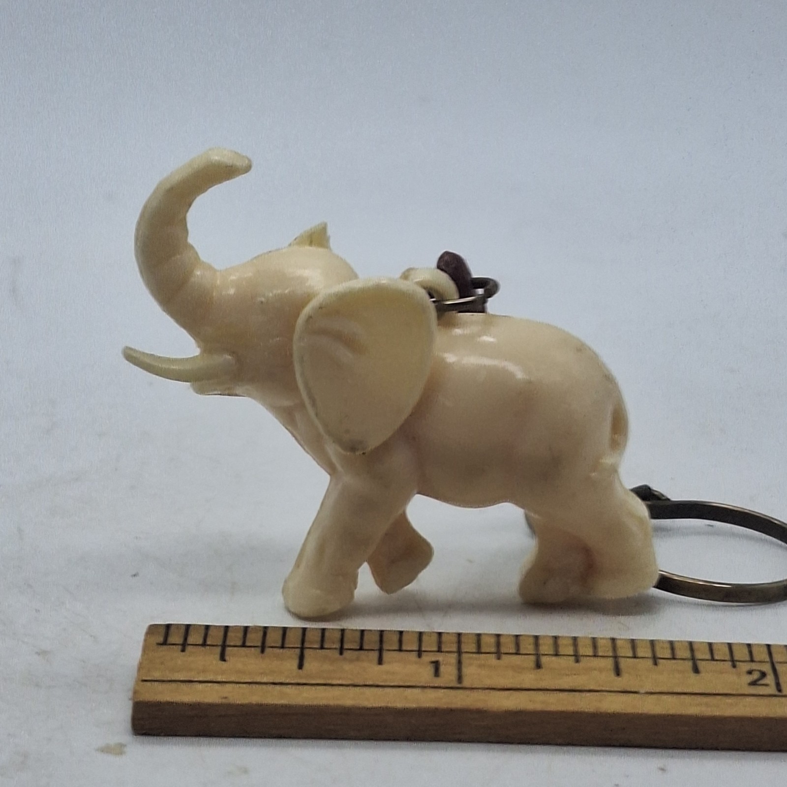 Vintage Plastic Elephant Keychain 1.75" Tall