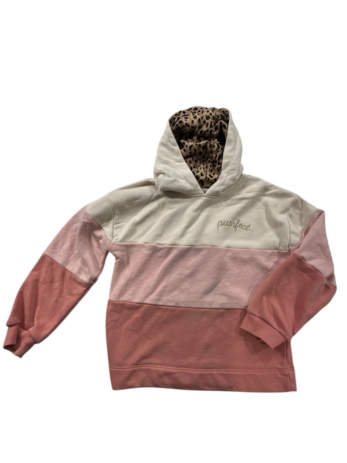 Garanimals 365 Kids Hoodie Girls 7 Full Zip Color Block Long Sleeve Cheetah EUC