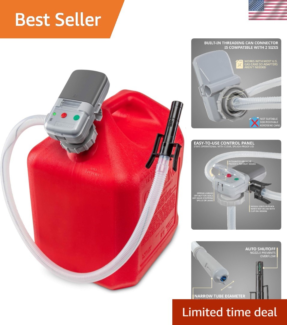 All-in-One Automatic Fuel Transfer Pump: 2.4 GPM, Battery-Powered with Auto Stop