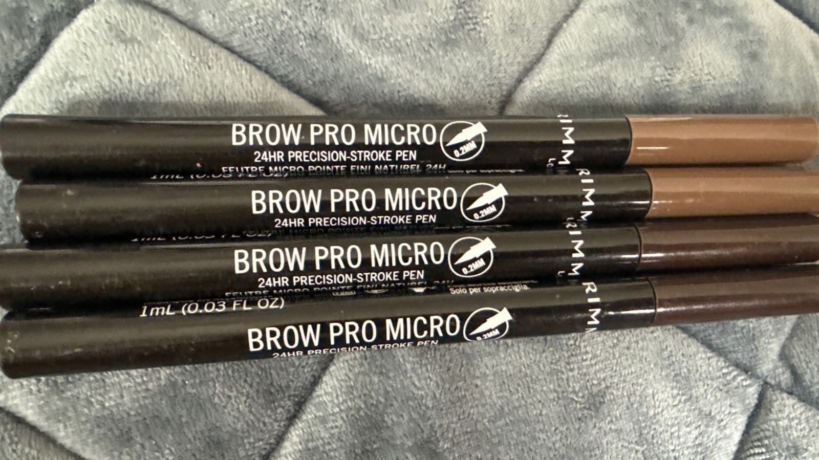 Lot of 4 Rimmel Brow Micro Pro 24HR Precision Stroke Pen, Soft Brown Dark Brown