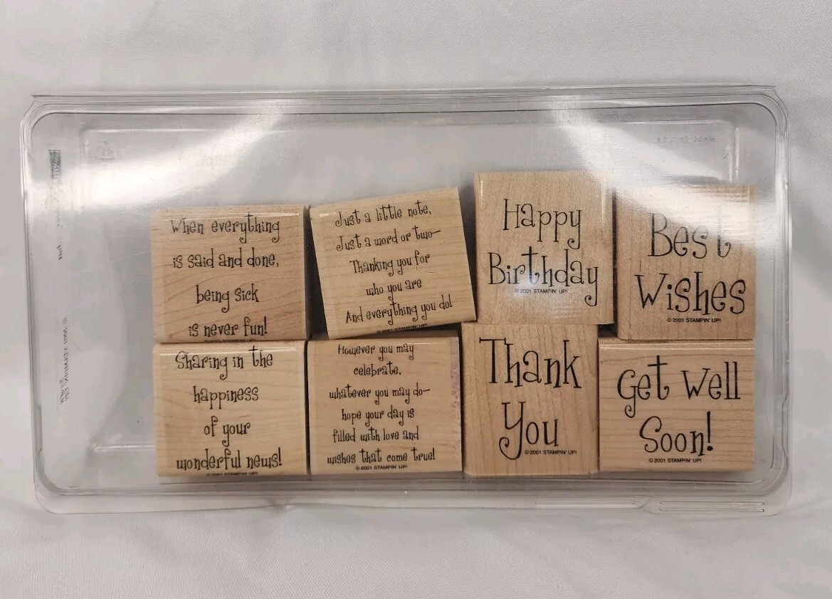 Stampin Up Cheery Chat Set of 8 Stamps New/Retired mounted stamps affirmation