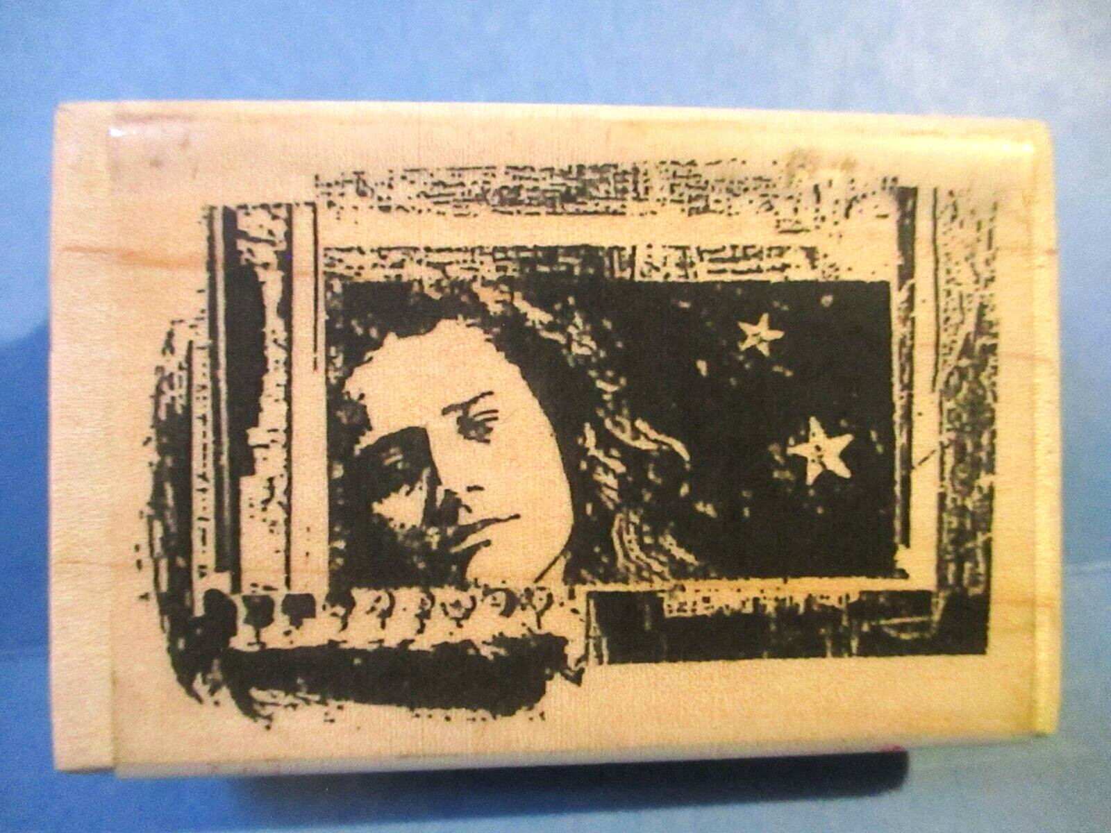 STAMPINGTON ASTRAL COLLAGE RUBBER STAMP WOOD MTD