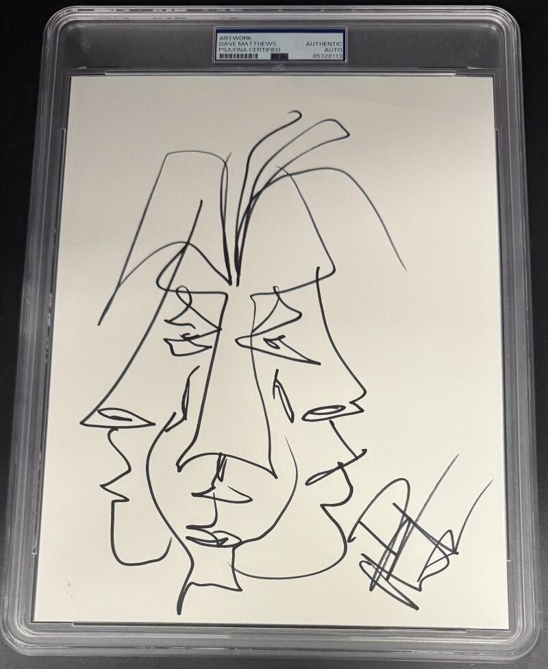 Dave Matthews Signed Autograph PSA/DNA Encapsulated Unique Original Art Sketch