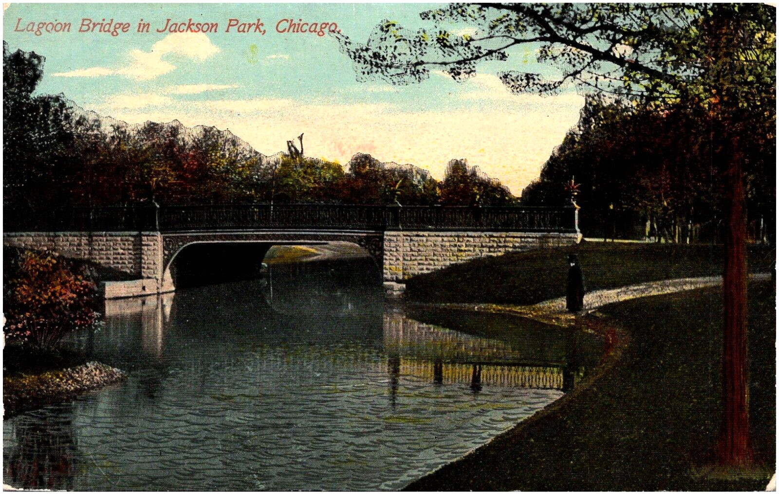 Lagoon Bridge in Jackson Park Chicago Illinois IL 1900s Postcard Unused