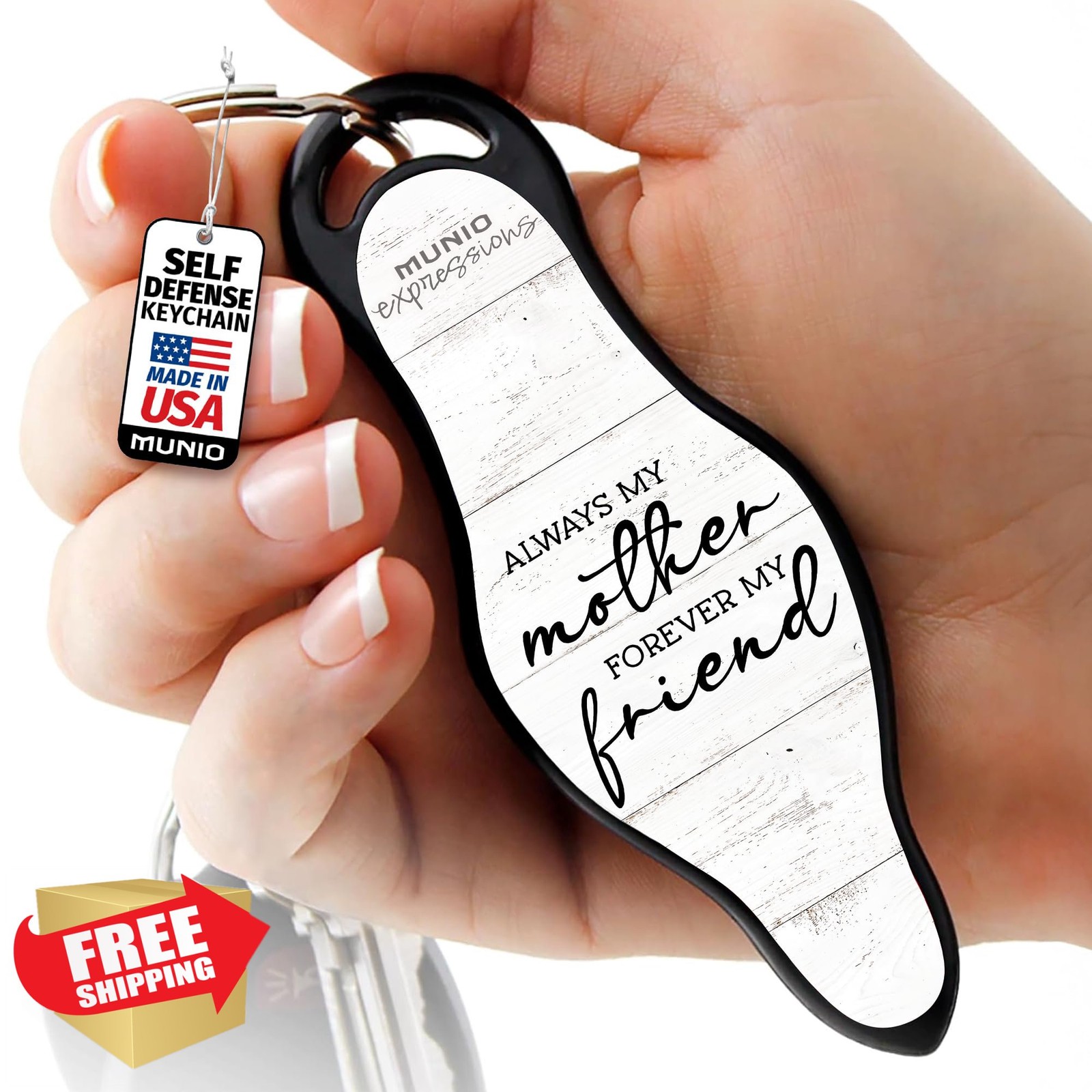 MUNIO Self Defense Keychain for Women Men Black USA Made TSA Approved Kubotan