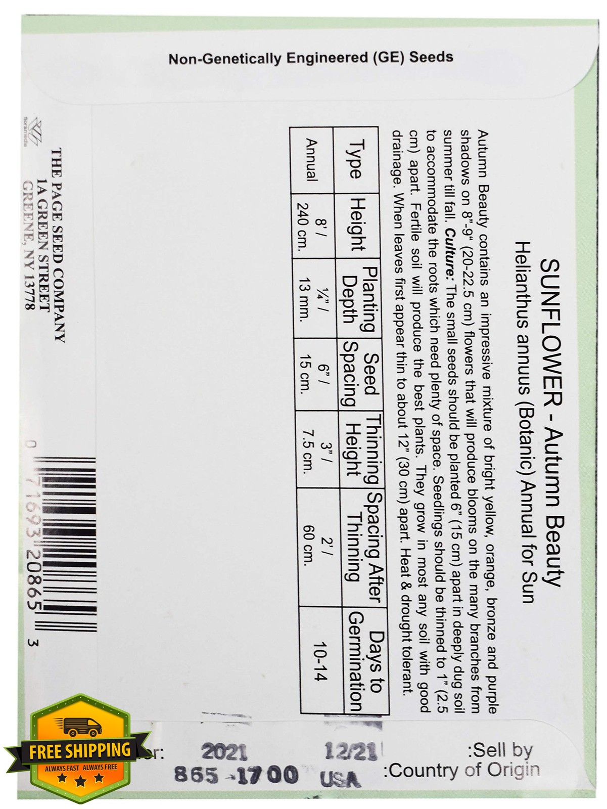 Black Duck 25 Autumn Beauty Sunflower Seed Packets Bulk Flower Seeds