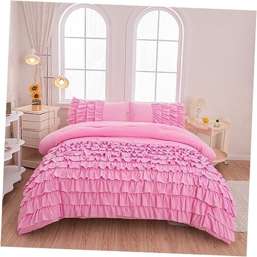 5 Pcs Comforter Sets Full Princess Comforter Set, Girls Full (5 pcs) Pink