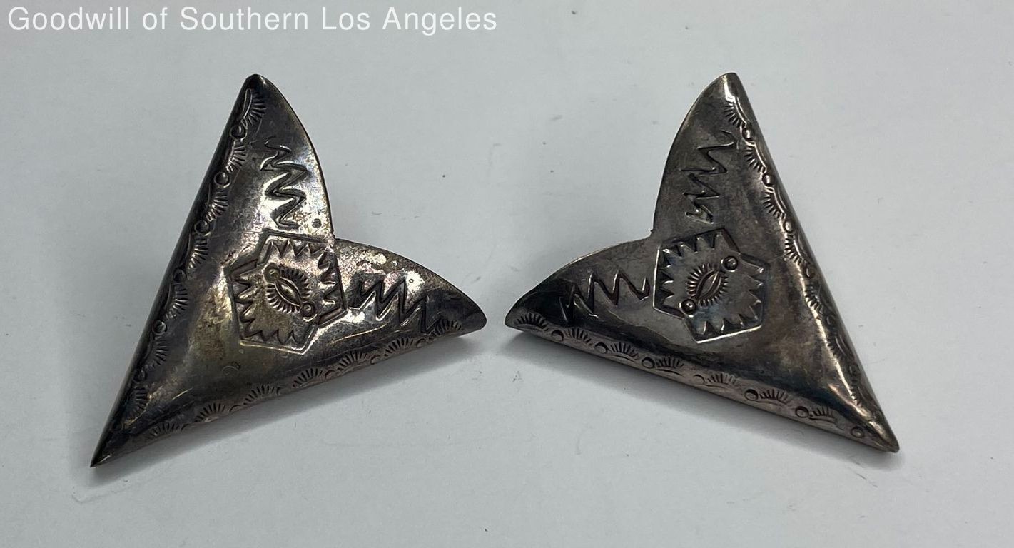 Native Tome Odatey Sterling Silver Collar Tips - 15.39g