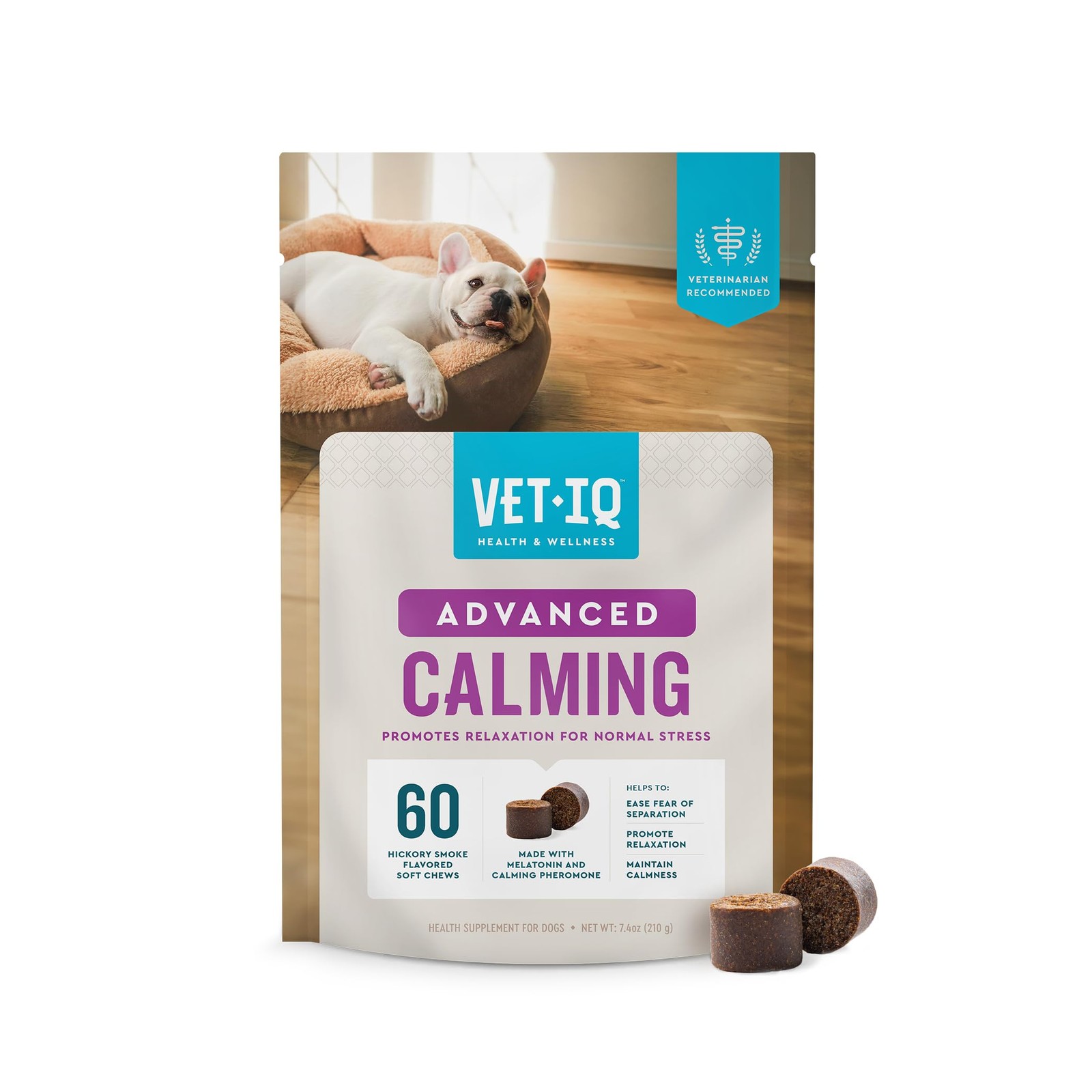 Chews Anxiety Relief 60 Count Calming VetIQ Advanced Support Supplement Dogs
