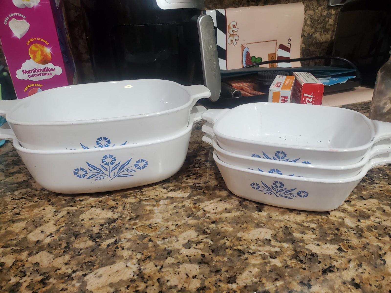 Vintage blue&white Corning Ware Petite Pan/ Casserole Dishes~ Set of 5 
