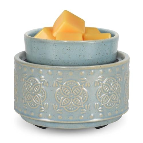  Ceramic Wax Warmer Wax Melt Warmer for Scented 3-1 Light Blue-granular