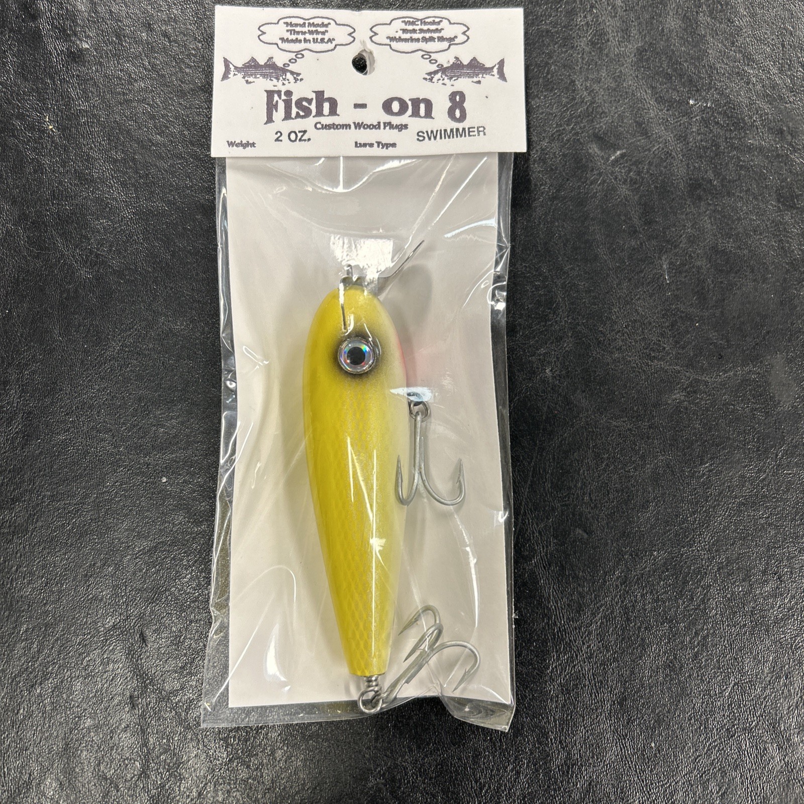 Vintage Fish On 8 “Swimmer” 2oz  -Surf Lure- Striper Plug  Custom