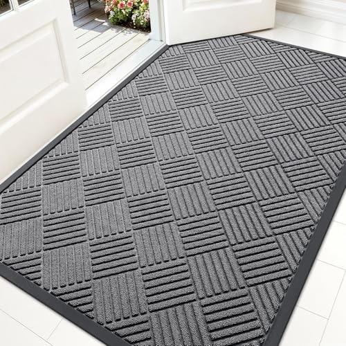  Front Door Mat Outside Entrance 59x34, Absorbent, Heavy 59" x 34" Grey Diamond