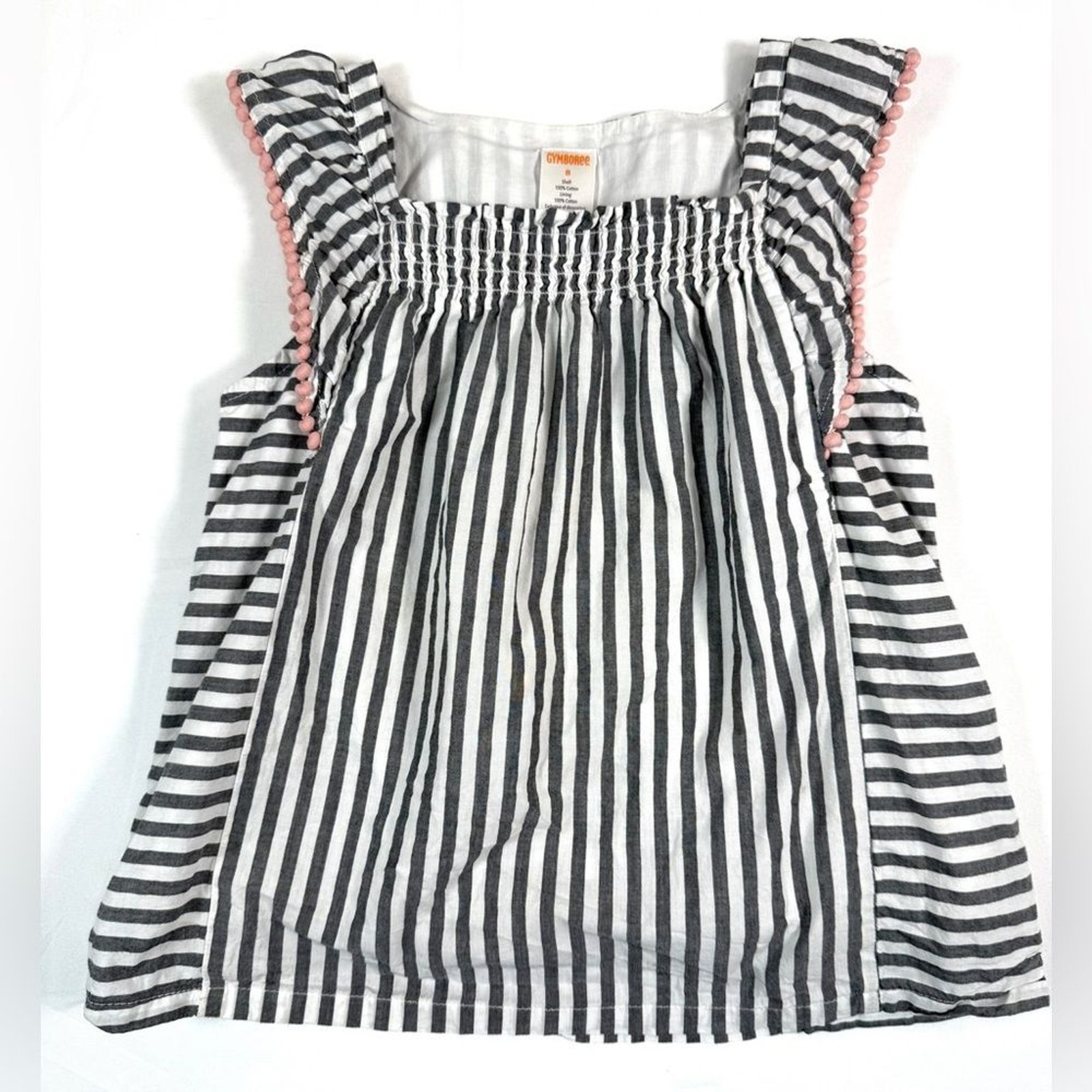 GYMBOREE Girls Black White Stripe Sleeveless Smocked Dress 8 Classic Cottagecore