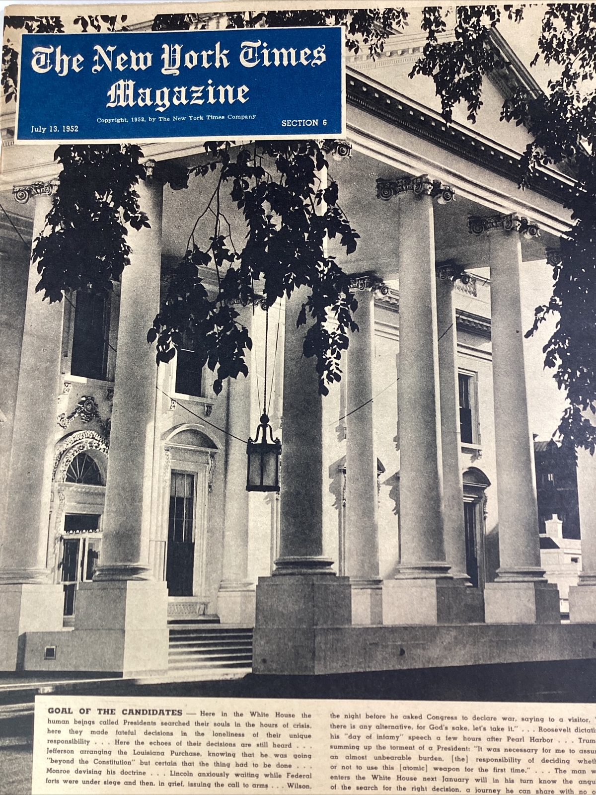 New York Times Magazine July 16, 1952 Politics Olympics Hepburn Xword Nice Ads!