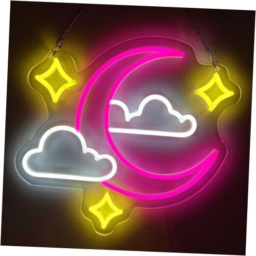 Moon Cloud Star Neon Sign Pink Led Neon signs for Wall Decor Neon Star Moon