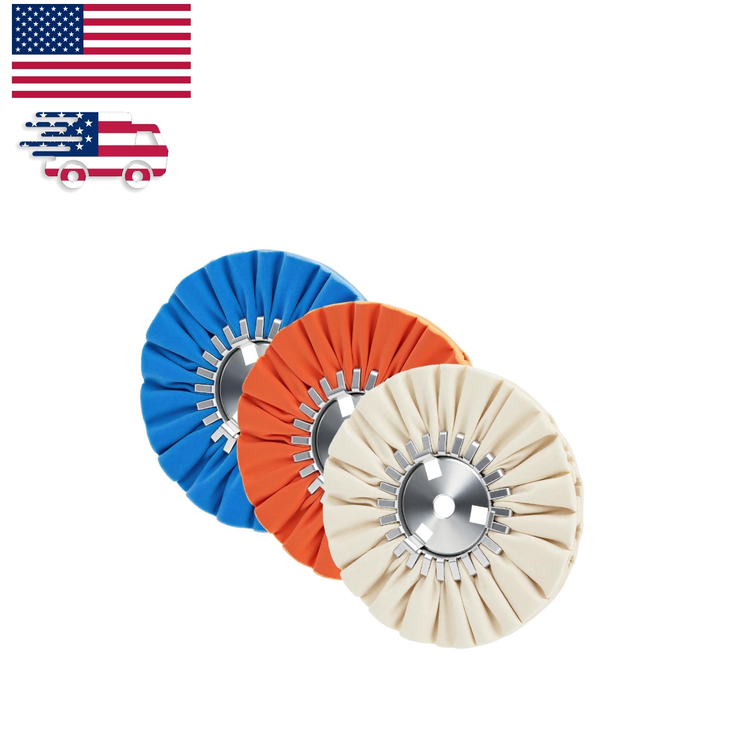 Airway Buffing Wheel Kit - 8in, 16Ply for Coarse, Medium & Fine Polishing