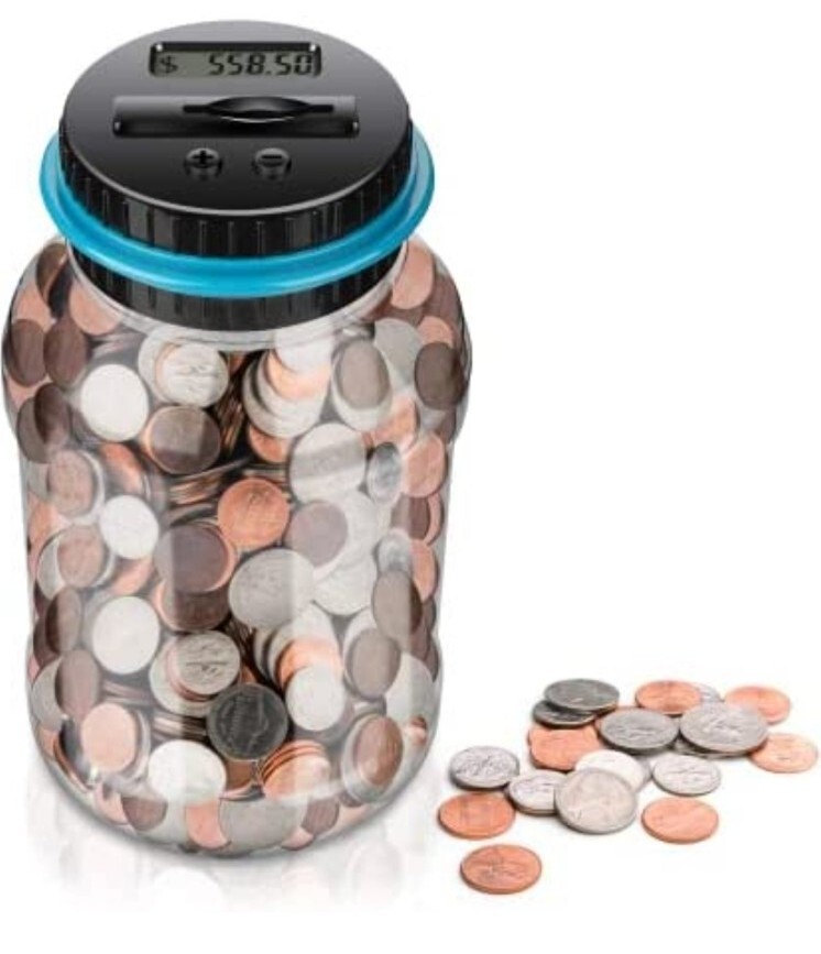 Amago ~ Digital Counting ~ Money Jar ~ Coin Bank ~ LCD Display ~ Tracks Savings
