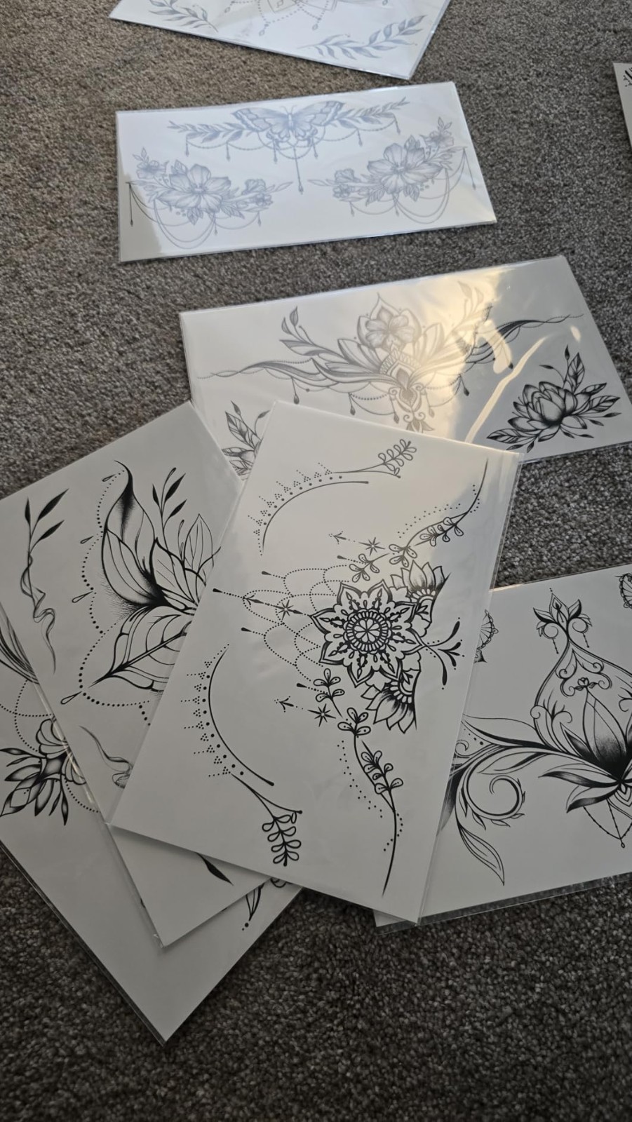 Large Black Flower Temporary Tattoos 10Sheets Waterproof Mandala Body Art Set US