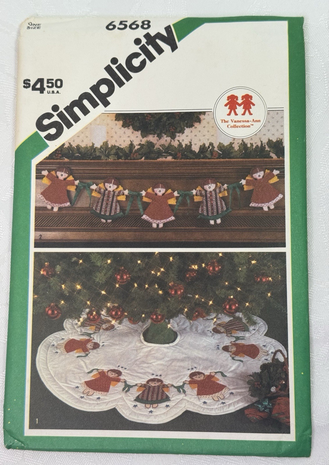 Simplicity 6568 Christmas Tree Skirt  & Angel Banner Garland Pattern 1984 VTG