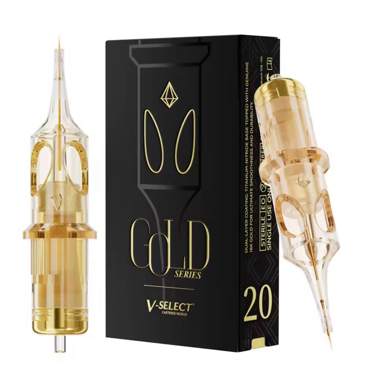 EZ TATTOO V-SELECT GOLD Series Cartridge Tattoo Needles Gold Titanium AU Core