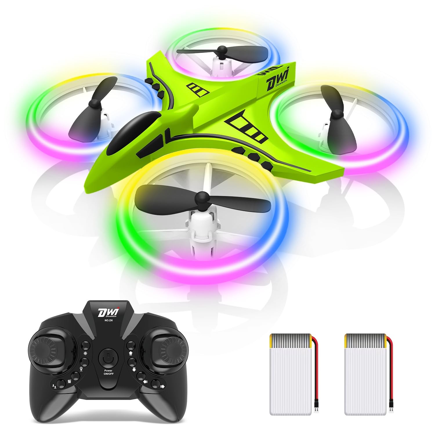 Dwi Dowellin Mini Drone for Kids Crash Proof LED Night Lights One Key Take Of...