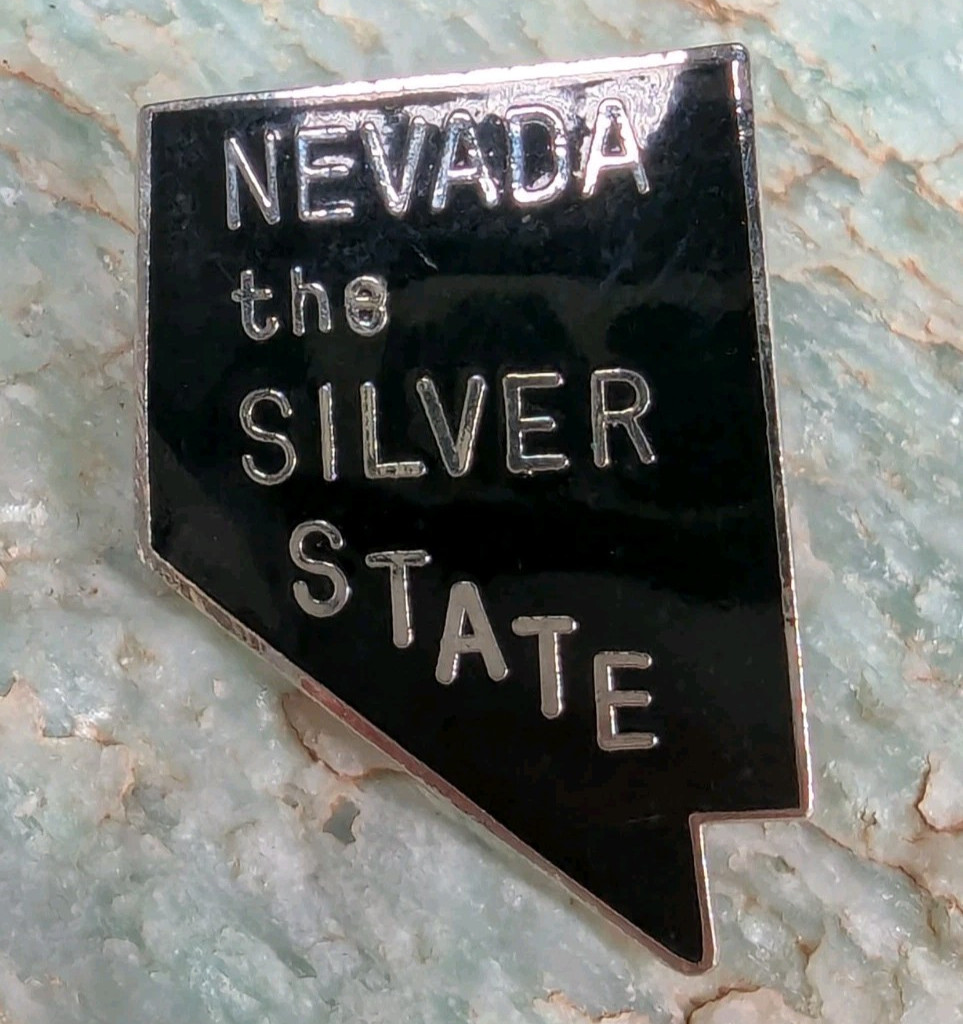 Vintage Nevada The Silver State Map Lapel Hat Pin Travel Souvenir Gift