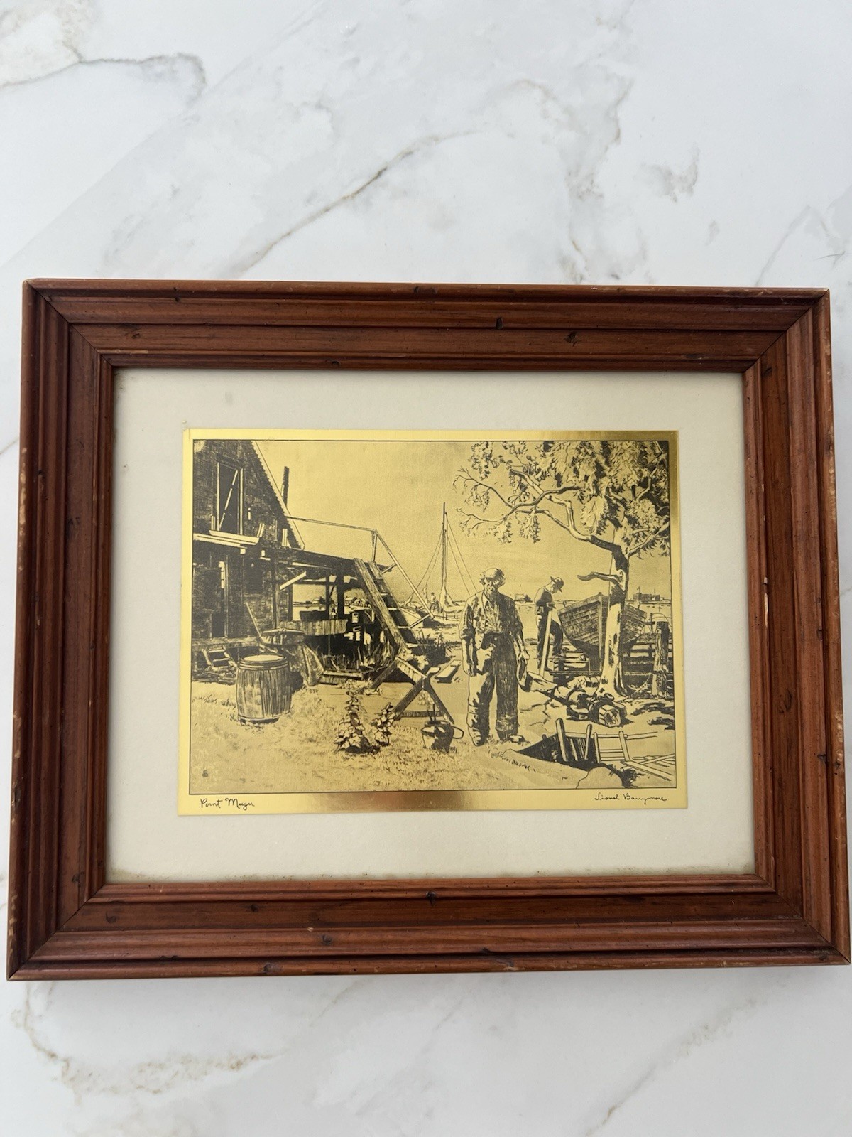 Vintage Lionel Barrymore “Point Mugu” Nautical Print Framed Coastal Fishing