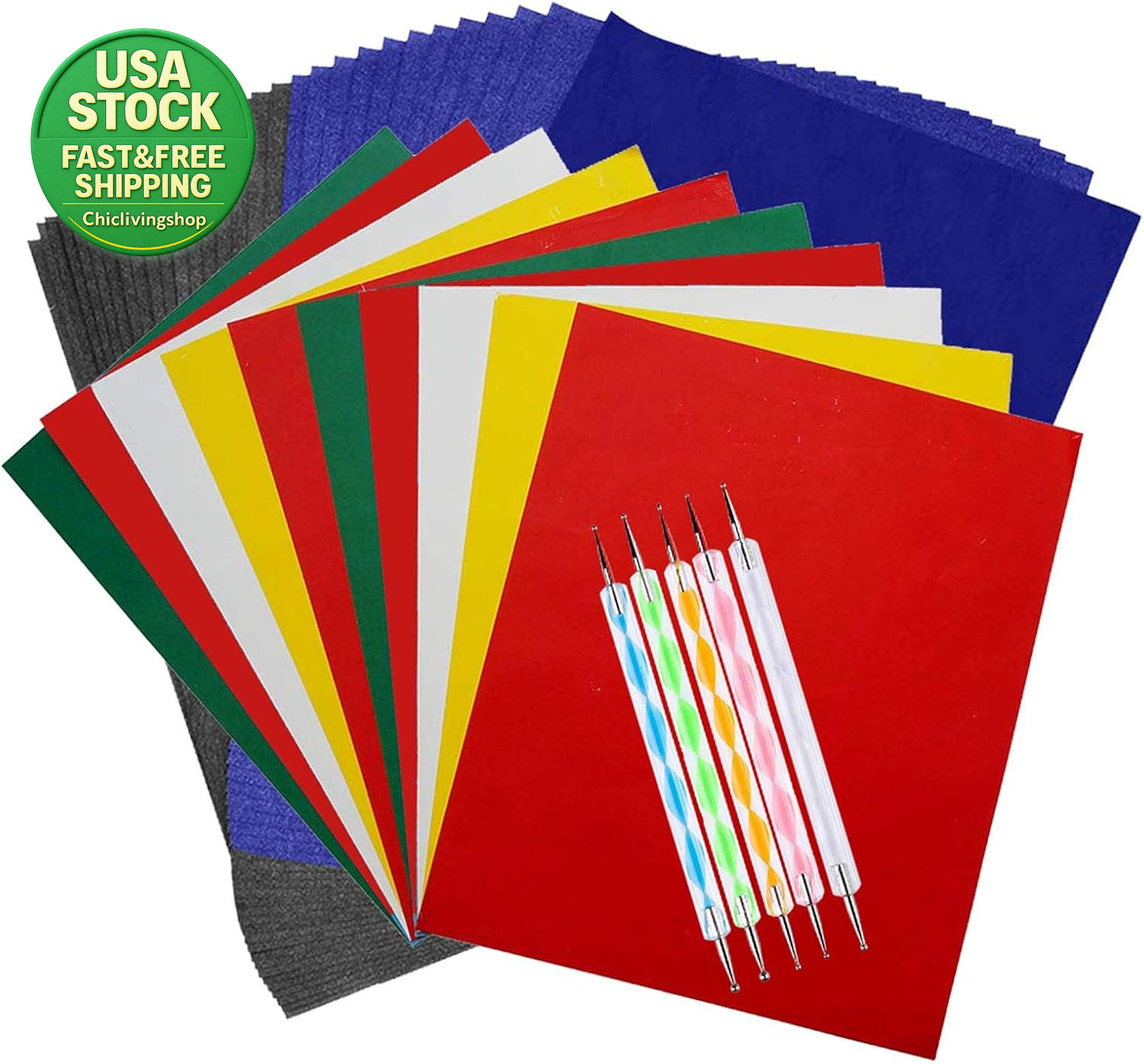 100 Sheets Carbon Transfer Paper Tracing Paper with 5 Embossing Styluses