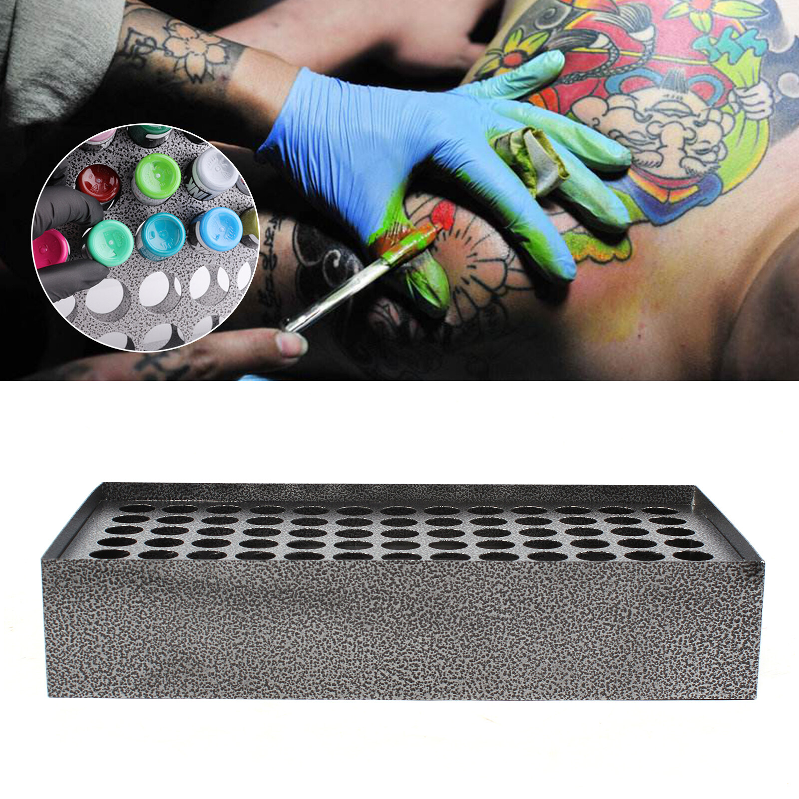 78-Holes Tattoo Ink Rack Wall Mounted Ink Bottle Display Holder Stand Organizer
