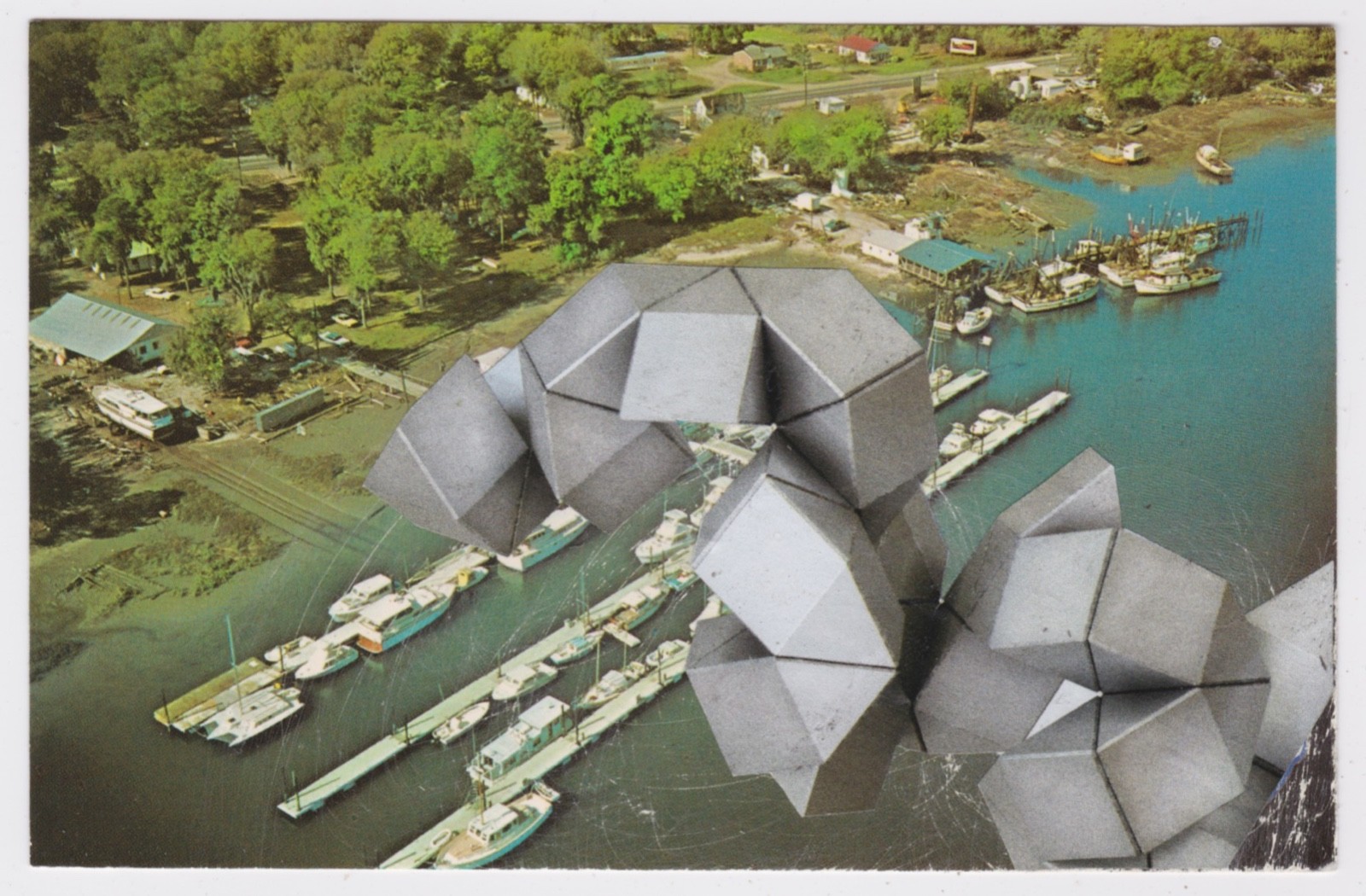 Mail Art David Greenberger "From Out of the Sky" original collaged postcard 2023