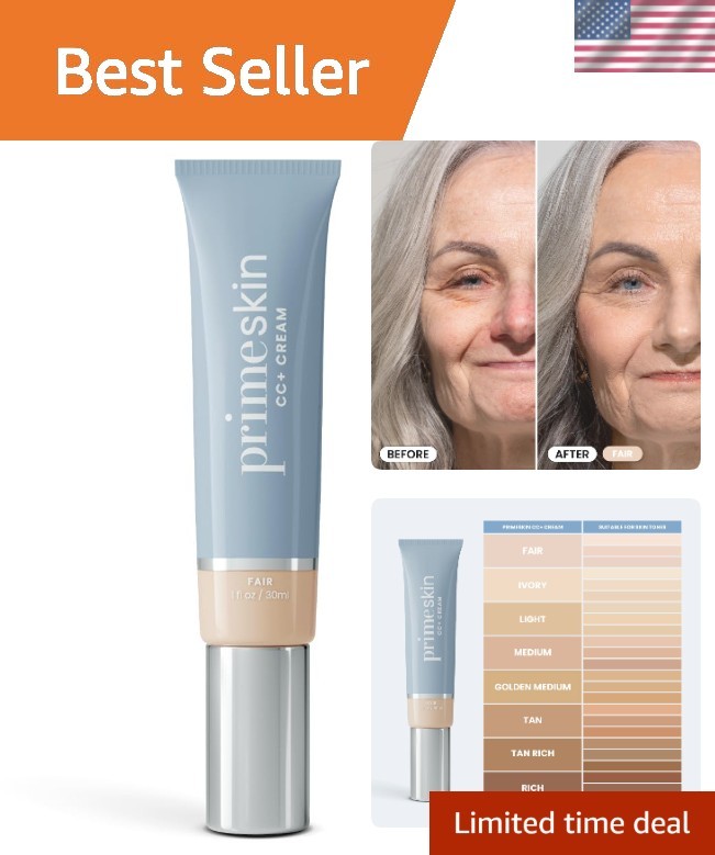 PrimeSkin CC+ Cream for Mature Women – Lightweight Liquid-to-Powder Foundatio...