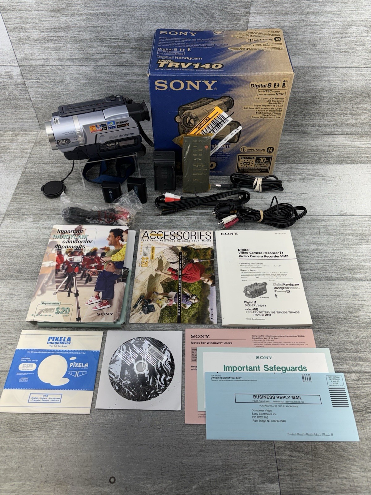 Sony Handycam DCR-TRV140  Digital 8 Camcorder Camera w/All Accessories Box WORKS