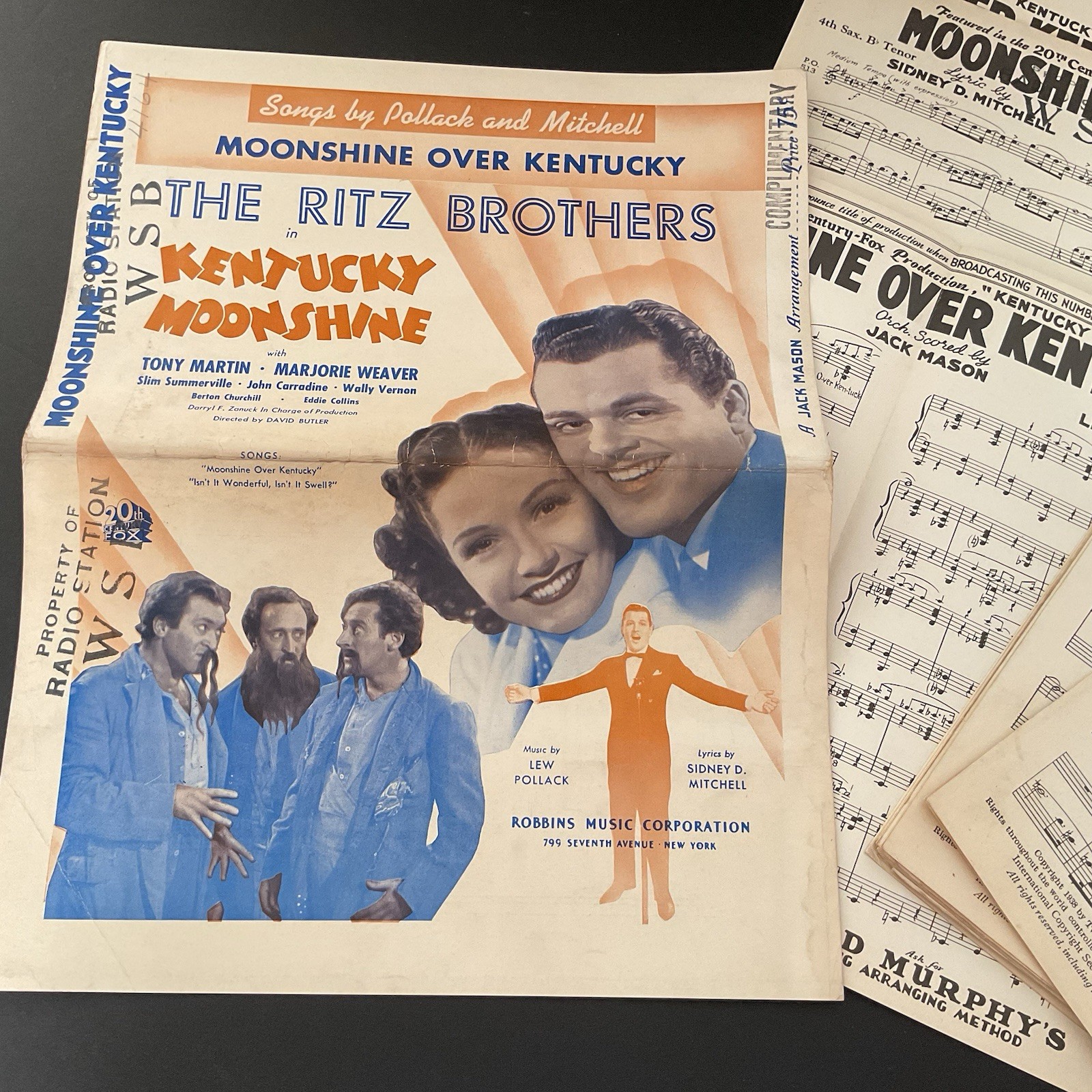 Sheet Music Moonshine Over Kentucky - Ritz Brothers - WSB RADIO