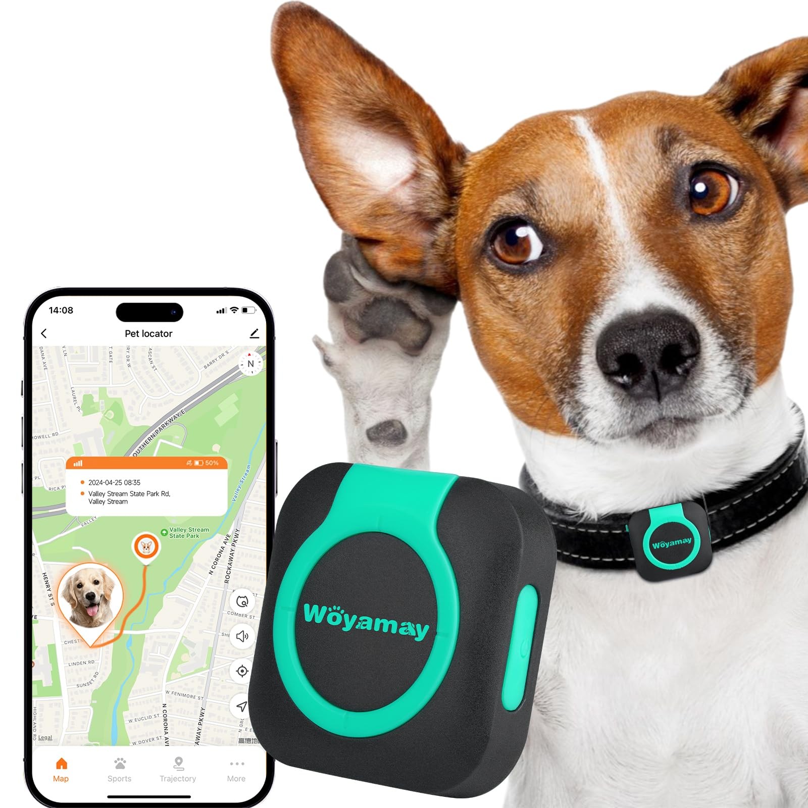 GPS Tracker for Dogs and Cats, Mini Cat & Dog GPS Tracker with Health Monitor...