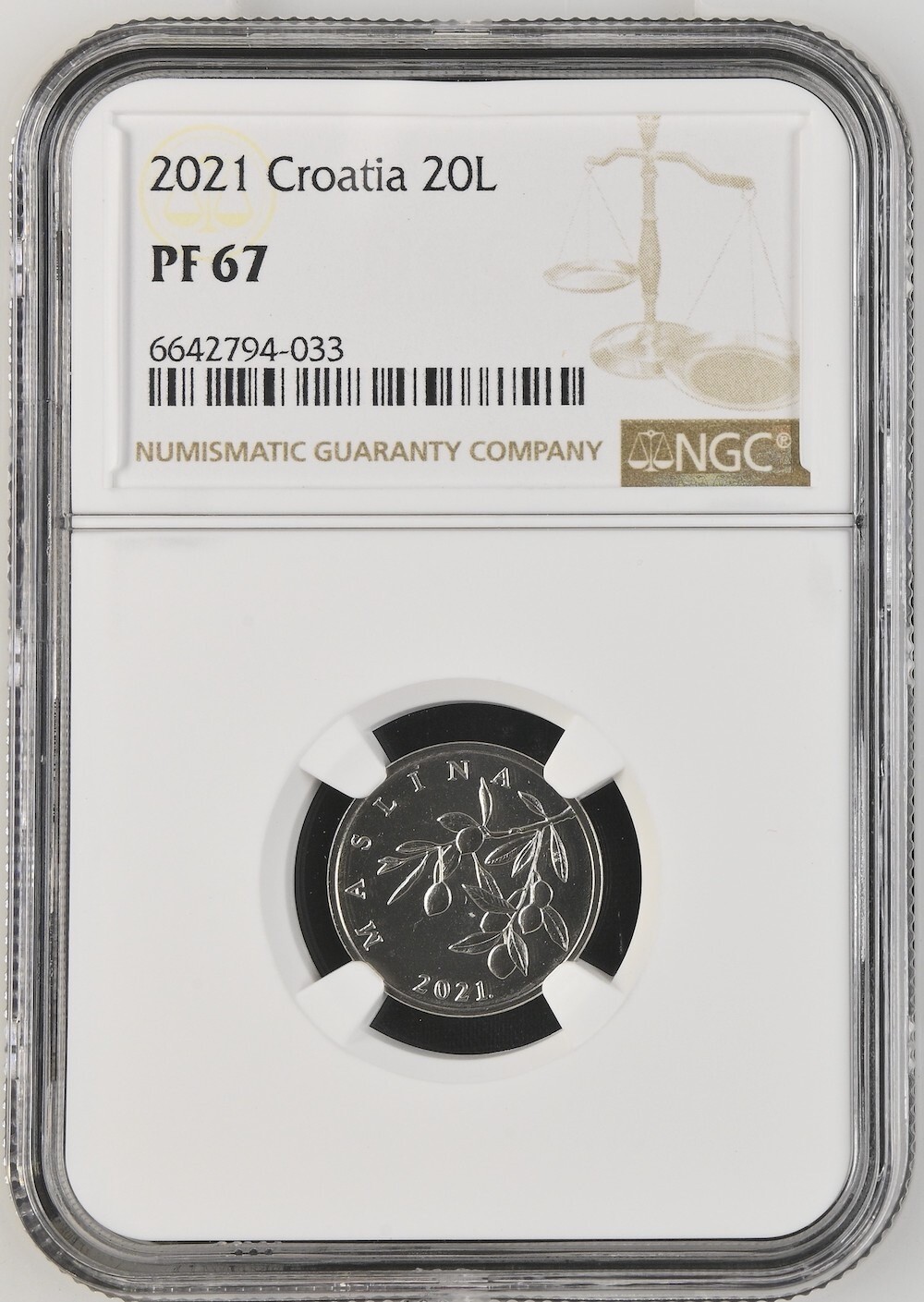 CROATIA coin 20 Lipa 2021 NGC PF 67