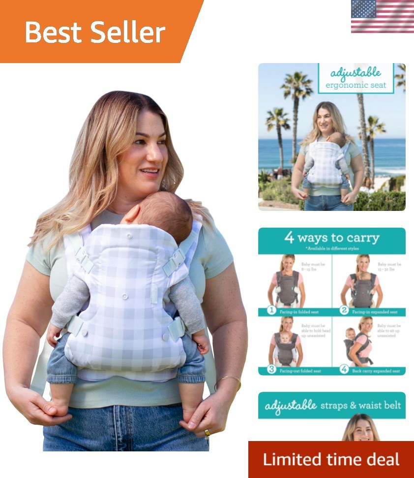 Fashionable Ergonomic 4-in-1 Baby Carrier for Newborns & Toddlers (8-32 lbs)