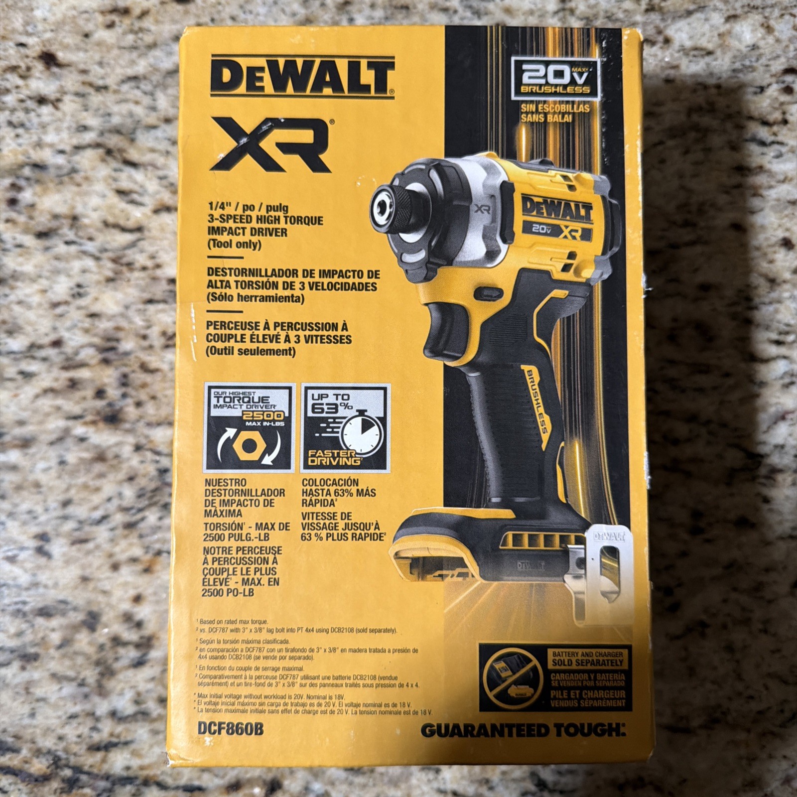 DeWALT DCF860B 20V XR 1/4" Hex Brushless Impact Driver.  New Bare Tool Only