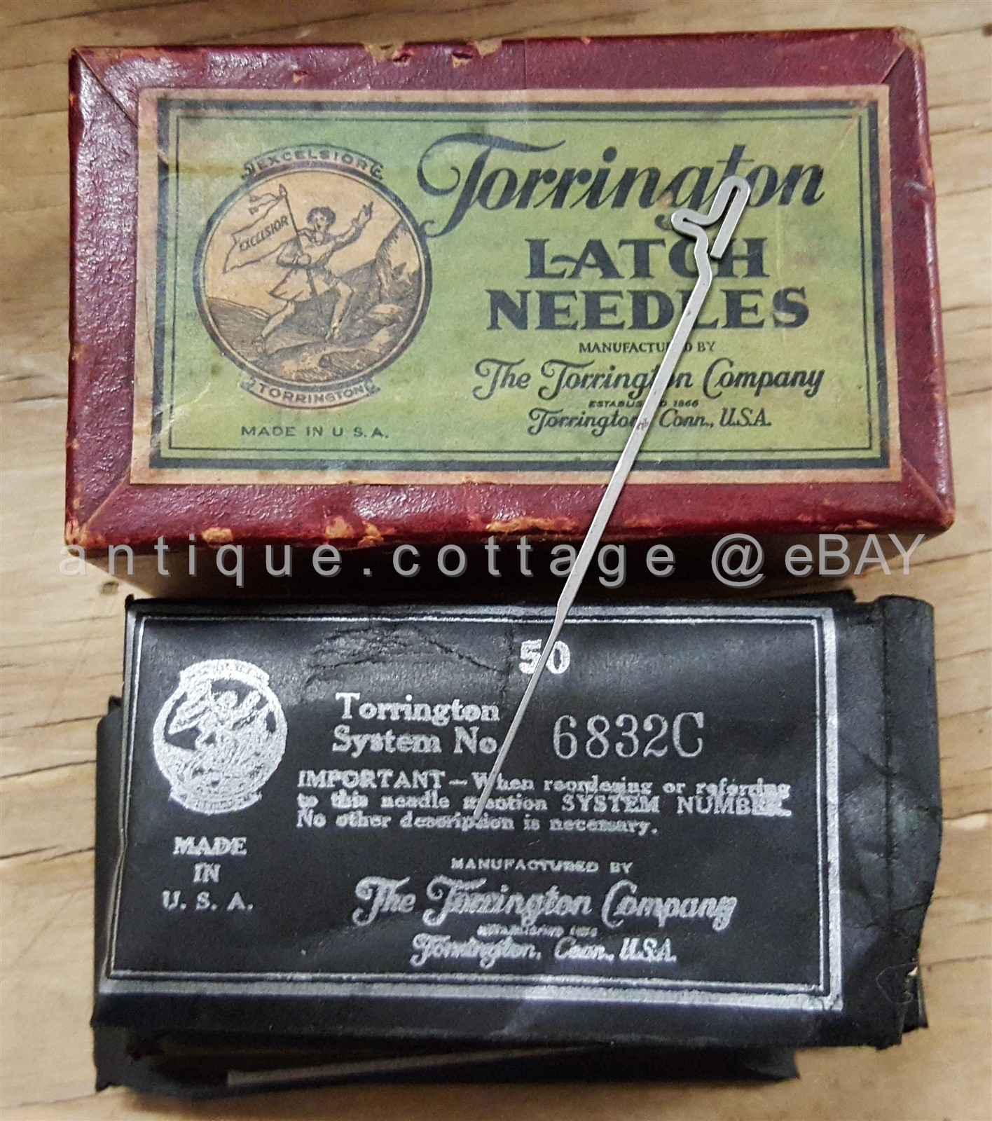 antique TORRINGTON LATCH NEEDLES unused IN FULL BOX sewing machine