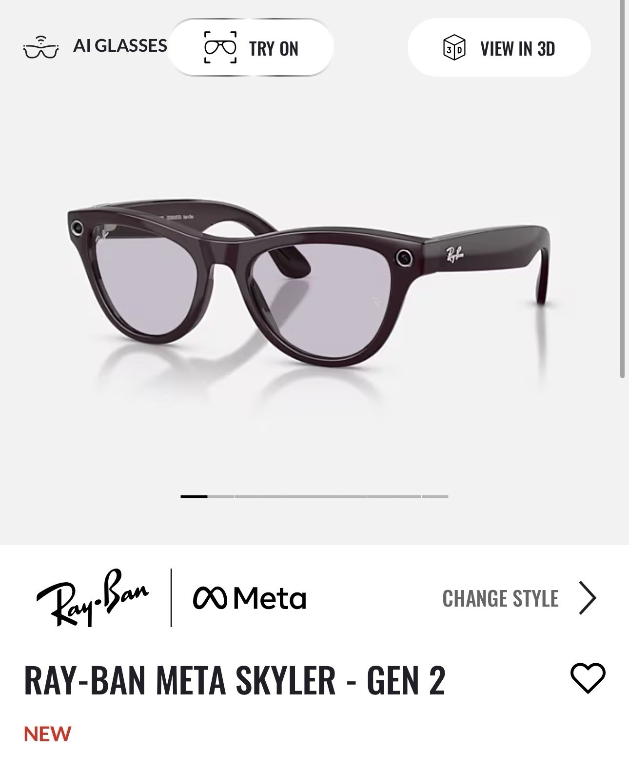 Ray Ban Meta Skyler (Gen 2) Shiny Mystic Violet - Clear to Amethyst Transitions
