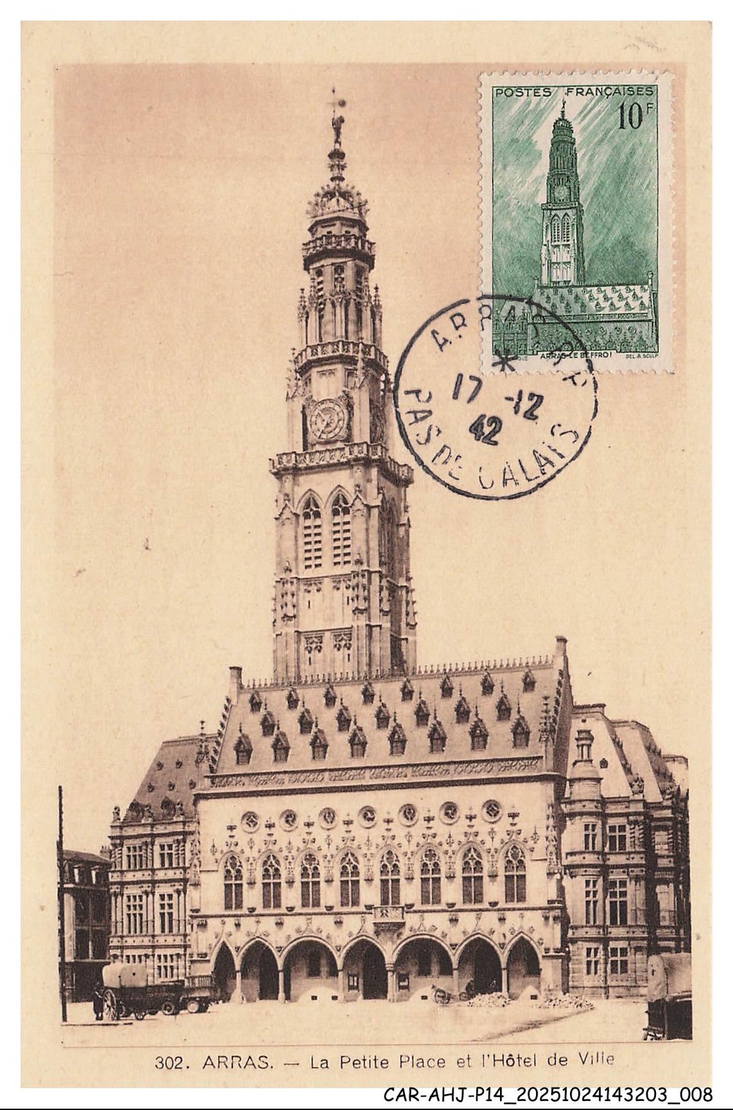 CAR-AHJP14-0642-MAXIMUM Card - Arras - The Small Square And The Town Hall -